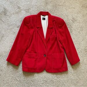 VTG ~ 1980s ~ Liz Sport ~ Red Wide Wale Corduroy Blazer ~ Classic ~ Size 14